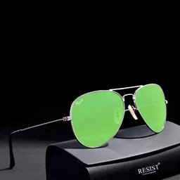 RESIST EYEWEAR Unisex Aviator Sunglasses AIRCRAFTS SILVER GREEN CANDY 1-picture-10