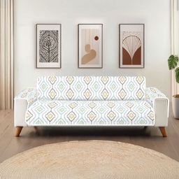 URBAN SPACE Blue 1 Seater Quilted Sofa Cover With Arms-picture-20