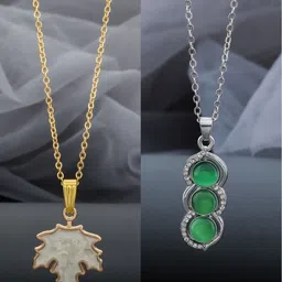 Birado Jewellery Set Of 2 Stainless Steel Gold-Plated Pendant & Chains-image-89