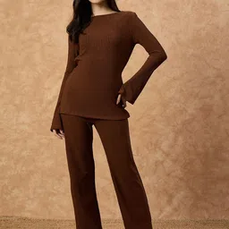 DRAPE AND DAZZLE Women Boat Neck Long Sleeve Top With Trouser Co-Ords-picture-13