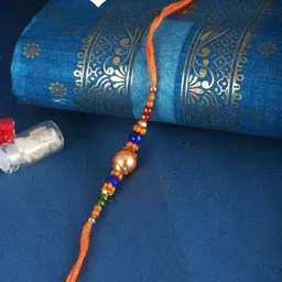 Vivastri CZ Pearls Stone Gold and Rhodium Plated Alloy Rakhi for Lovely Brother [VIVA1208RKG]-picture-32