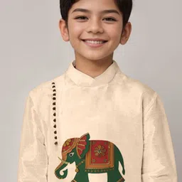 DEVOILER Boys Abstract Printed Mandarin Collar Straight Kurta image 3