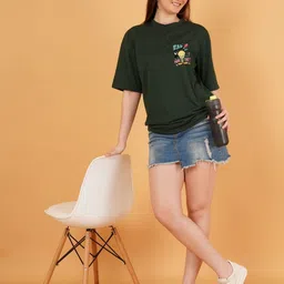 kintu parantu Women Pack of 2 Tweety Graphic Printed Round Neck Relaxed Fit T-shirts image 2