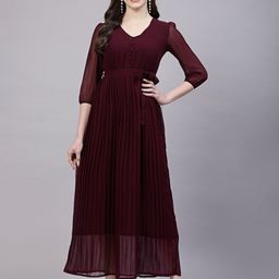 aayu Puff Sleeve Georgette Fit & Flare Maxi Dress-picture-26
