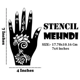 VOORKOMS Set Of 2 Mehndi Stencil Sticker Designs With Detailed Floral & Leaf image 3