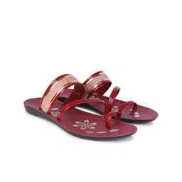 DRACKFOOT Women Printed One Toe Flats with Slip-On Closure-picture-42