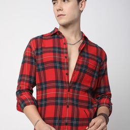 VASTRADO Men Classic Slim Fit Opaque Checked Casual Shirt-picture-2
