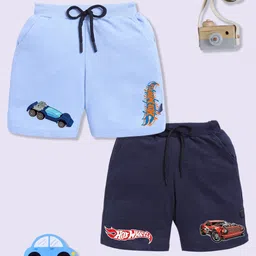 YK X Minute Mirth Boys Assorted Pack Of 2 Hot Wheels Printed Cotton Shorts-picture-20