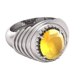 RRVGEM Yellow Sapphire 10.00 KT Astrological GemStone Silver Plated Ring-picture-14