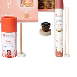GaneshaSpeaks 15-Pcs Brown Sandalwood Dhoop Cup, Incense Stick & Rose Dhoop Stick-image-30