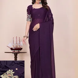 K 5 Fashion Solid Tassels detailing Saree With Unstitched Embellished Blouse-image-22