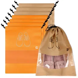 Kuber Industries Orange & Beige 8 Pieces Regular Shoes Organisers-image-31