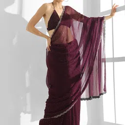 Kalista Embellished Beads and Stones Pure Chiffon Saree-picture-37