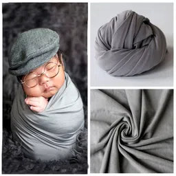 Babymoon Jersey Stretchble Swaddle Wrap New Born Baby Photography Shoot Props Costume - Grey-picture-22