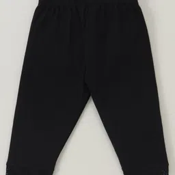 Babyhug Lace Border Three Fourth Leggings - Black-picture-12