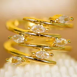 SHARLEEZ American Diamond Stone Studded Stack Finger Ring-picture-11