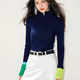 JC Collection Women Ribbed Pullover image 3