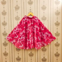 Sangria Girls Floral Printed V-Neck Flared Lehenga Choli With Dupatta image 3