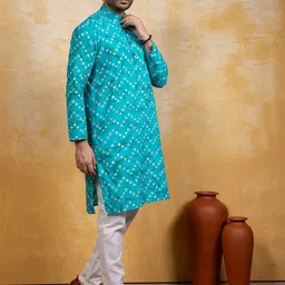 DEVOILER Men Bandhani Printed Kurta image 3