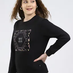 Monte Carlo Women Typography Printed Round Neck Pullover Sweaters image 5