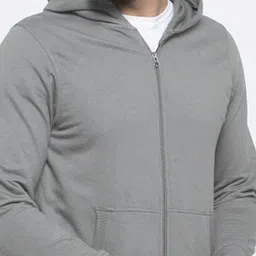 AUSK Men Solid Full Sleeve Hooded Sweatshirt With Full Zipper image 3