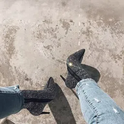 MONRSH Women Embellished Regular Stiletto Boots image 3