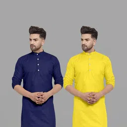 VS MALL Men Yellow Kurtas-picture-9