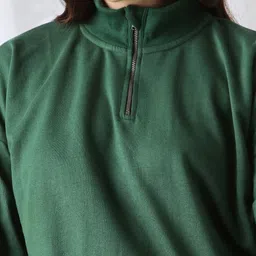 Globus Assorted Women Drop Shoulder Sleeves Half Zipper High Neck Oversized Sweatshirt image 3