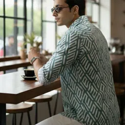 INDICLUB Men Geometric Printed Spread Collar Casual Shirt image 2