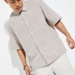 max Men Micro Checked Spread Collar Cotton Casual Shirt-picture-34