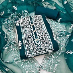 KIMISHA Floral Embroidered Organza Unstitched Dress Material-picture-20