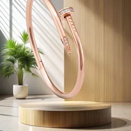 RKB Sales Women Cubic Zirconia Rose Gold-Plated Cuff Bracelet-picture-10