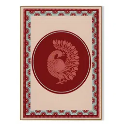 nestroots Beige & Maroon 1 Piece Canvas Birds and Animals Wall Paintings image 5