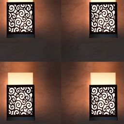 Gojeeva Black 4 Pieces Wooden Square Shaped Wall Lamps-picture-18