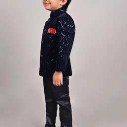 BAESD Boys Embroidered Velvet Sequined Jodhpuri Two-Piece Suit image 5