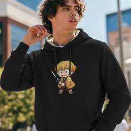 TOGS & TERRE Men Demon Slayer Anime Printed Fur Hooded Sweatshirt-picture-52