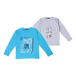 NeuVin Pack Of 2 Kids Graphic Printed Round Neck Long Sleeves Regular Fit Casual T-Shirts-picture-14