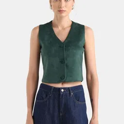 RAREISM V-Neck Sleeveless Formal Waistcoat-image-1