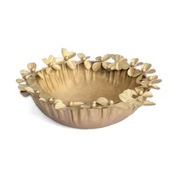 Glimpse Homes Gold Toned Petal Wreath Decorative Bowl-picture-29