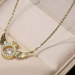 DressBerry Women Angel Wings Gold-Plated Ring Shape Crystal Pendant With Necklace-picture-35