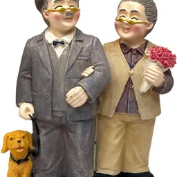 AUGEN Brown And Grey Old Couple Figurine Showpiece-picture-14