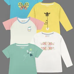 HELLCAT Girls Pack of 5 Printed Bio Finish T-shirt-image-81