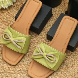 FAISHSTAR Green & Cream Womens Flats Chappal Ethnic & Daily Wear Sandals-picture-36