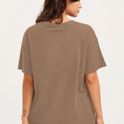 CLAFOUTIS Women Typography Printed Drop-Shoulder Sleeves Applique T-shirt image 3