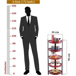 Kuber Industries Black & Brown 5 Tier Folding Plastic Fruit & Vegetable Basket Standss image 5