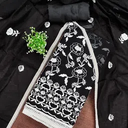 Maroosh Floral Embroidered Thread Work Chanderi Cotton Unstitched Dress Material-picture-37