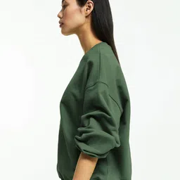 MISCHIEF MONKEY Women Solid Oversized Sweatshirt image 2