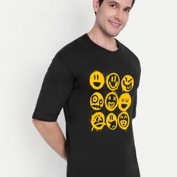 benny brooks Black & Yellow Graphic Printed Cotton T-shirt image 5