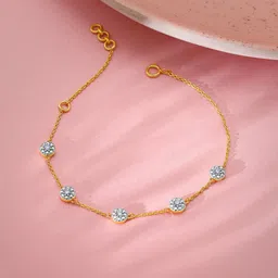 GIVA Women 14 Kt Gold Gorgeous Cluster Diamond Bracelet-picture-14