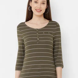 Kraus Jeans Women Striped Round Neck T-shirt-image-1